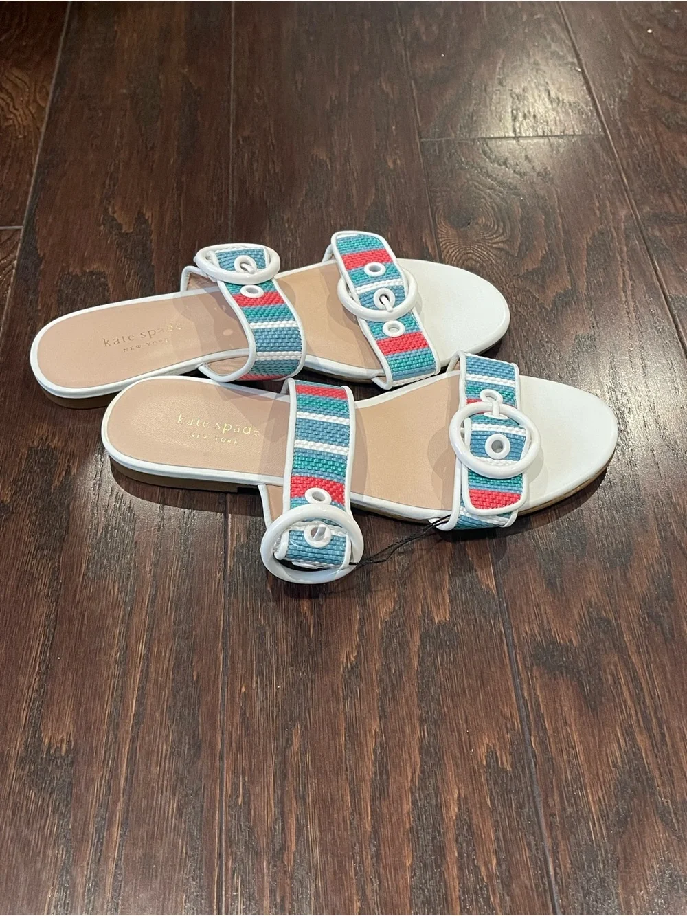 Kate Spade Women Multi Color Double Strap Sandals Marine Size 8.5B